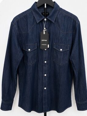 SedyRak Men's Western Denim Snap Button Shirt – NWT